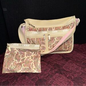 Vintage LeSportsac Shoulder Bag Camel Paisley Classic Hobo 2000